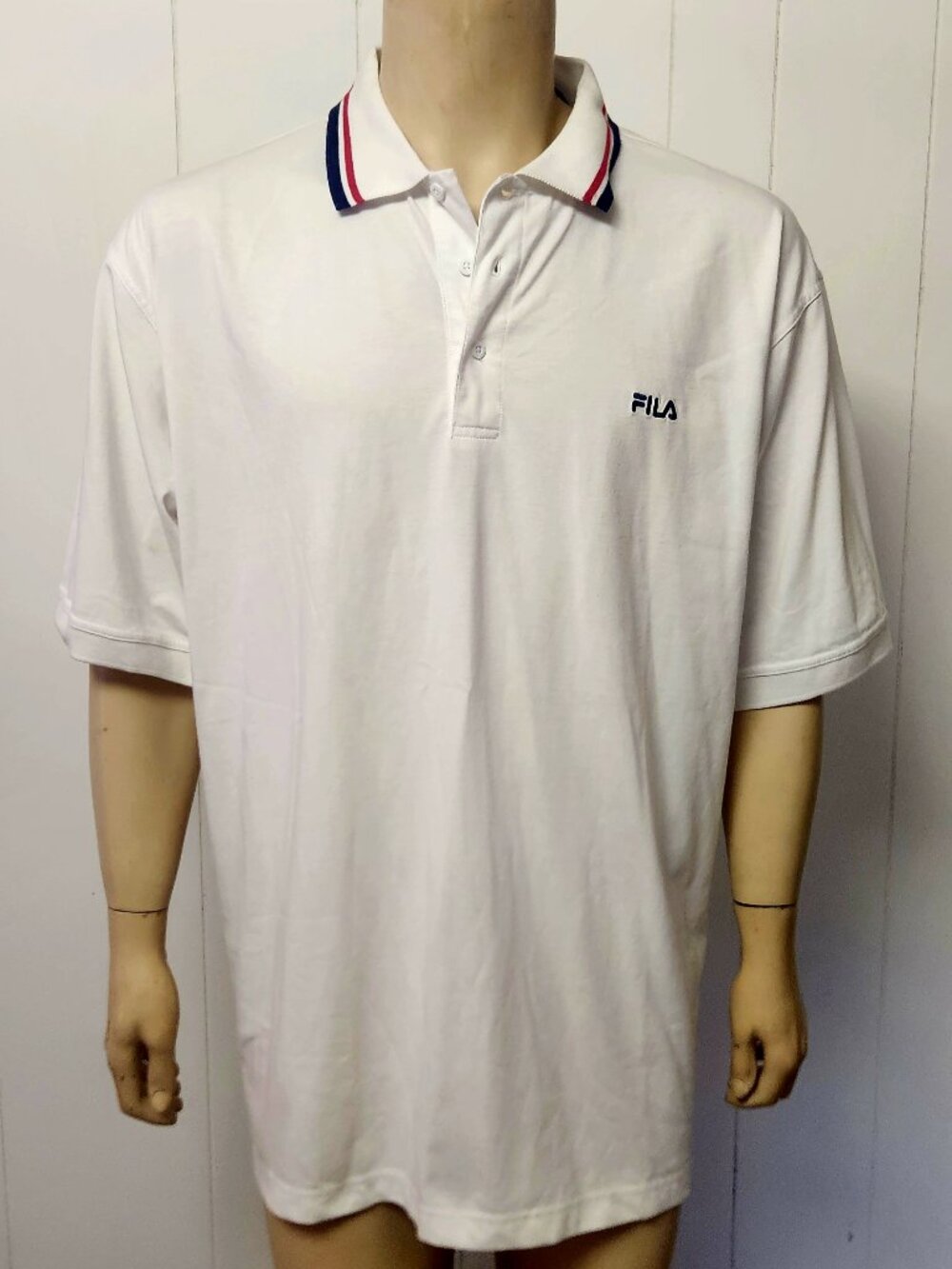 men's Fila polo XL white red blue pullover shirt NWT